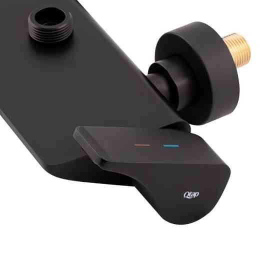 Душевая система для душа Qtap Sloup на три потребителя (с изливом) c полочкой QTSL51105OGB Black Matt, Латунь Харьков