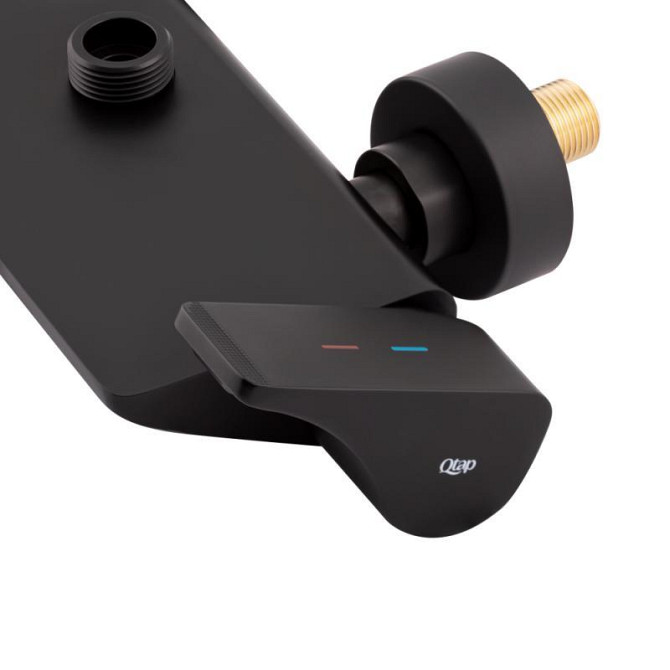 Душевая система для душа Qtap Sloup на три потребителя (с изливом) c полочкой QTSL51105OGB Black Matt, Латунь Харьков - изображение 4