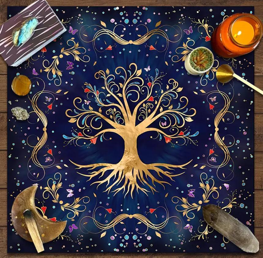 Алтарная скатерть для карт Таро и Рун. Скатерть для гадания 75*75 см. Древо жизни Киев - изображение 2