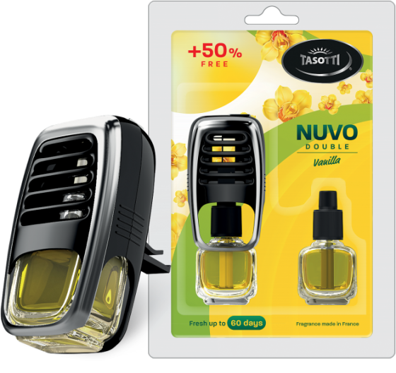 Ароматизатор для авто на обдув "Nuvo" Vanilla (Ваніль) з запаскою 8+8мл Tasotti Київ