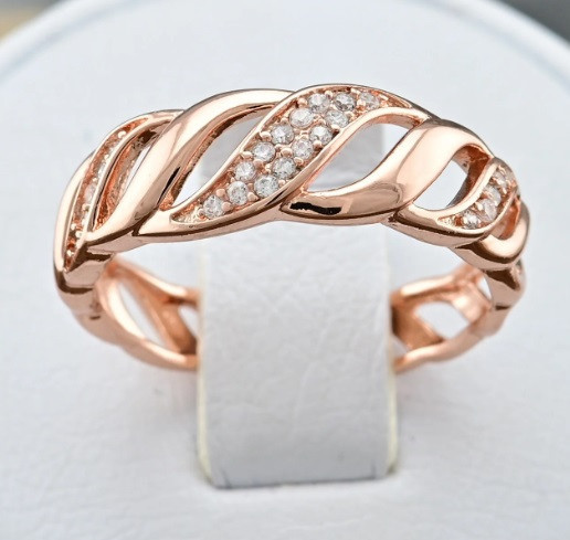 Кольцо Xuping 14371 размер 17, позолота РО, ширина 6мм, вес 2г, белые фианиты Киев - изображение 2