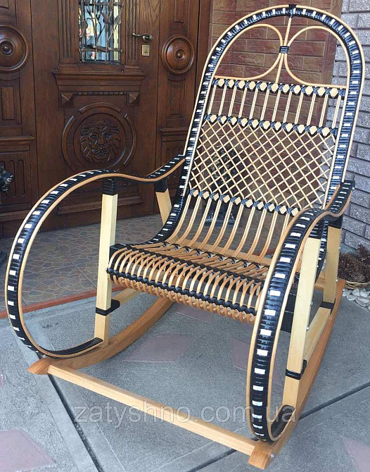 Качалка крісло ротангове | крісло-гойдалка з ротанга | крісло гойдалка плетена з підставкою Київ - фото 7
