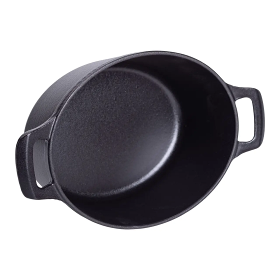 Гусятниця чавунна з кришкою 3 л Ø22 см чорна, каченята казан для тушкування запікання кухонний посуд HP-1-11-BLACK Коломия