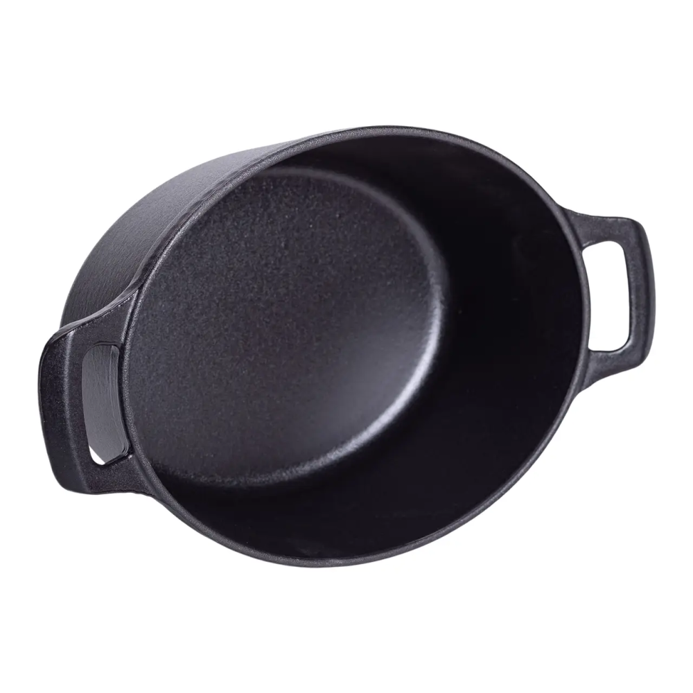 Гусятниця чавунна з кришкою 3 л Ø22 см чорна, каченята казан для тушкування запікання кухонний посуд HP-1-11-BLACK Коломия - фото 2