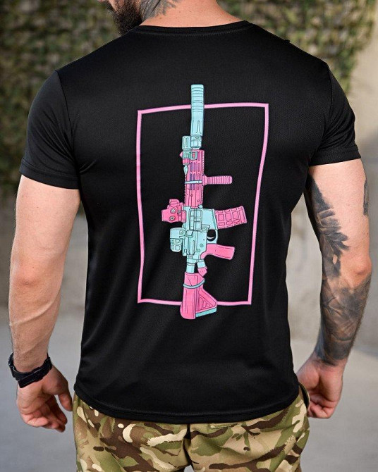 Тактическая потоотводящая футболка gun black ПП4646 Одесса - изображение 4