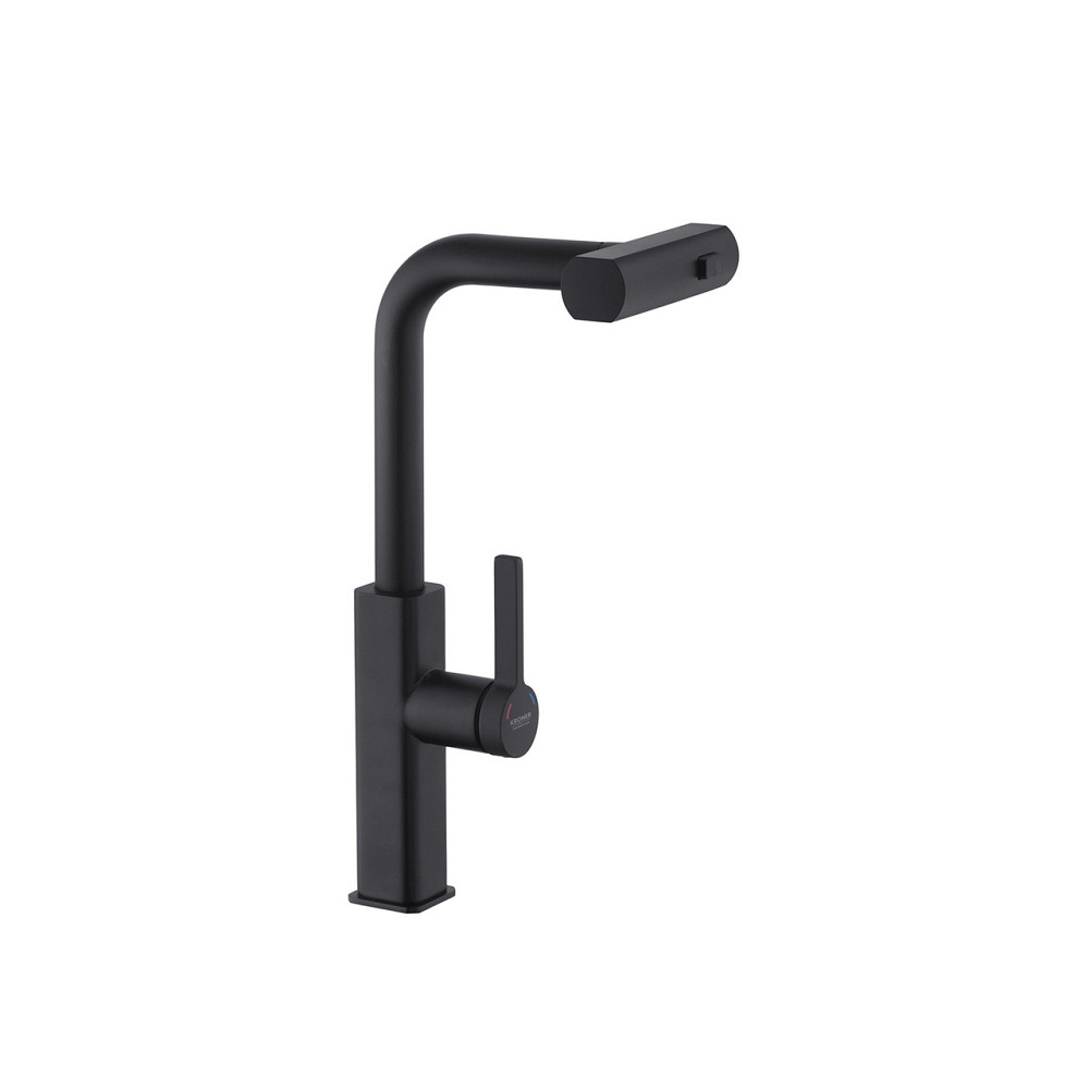 Змішувач для кухні з висувним виливом Kroner KRP Edelstahl Klassisch - SCH03918 чорний Київ - фото 1