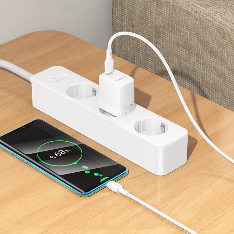 Мережевий зарядний пристрій з кабелем BOROFONE BN26 Fuente single-port PD20W charger set (C to C) (EU) White Одеса - фото 8