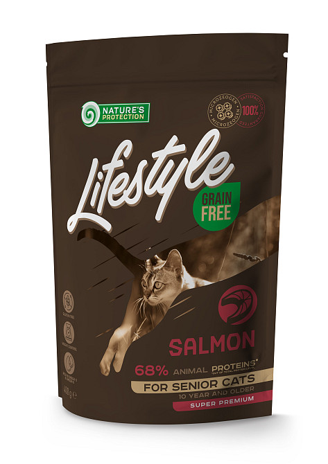 Nature's Protection Lifestyle Senior Salmon Сухий беззерновий корм для літніх котів з лососем, 400 г Київ - фото 1