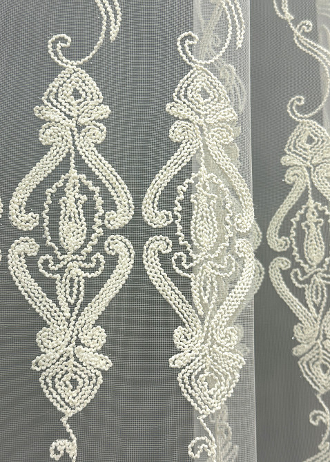 Тюль VR-Textil 1853т Фатин с вышивкой Корд Молочный 300х270 см (40-207) Киев - изображение 6