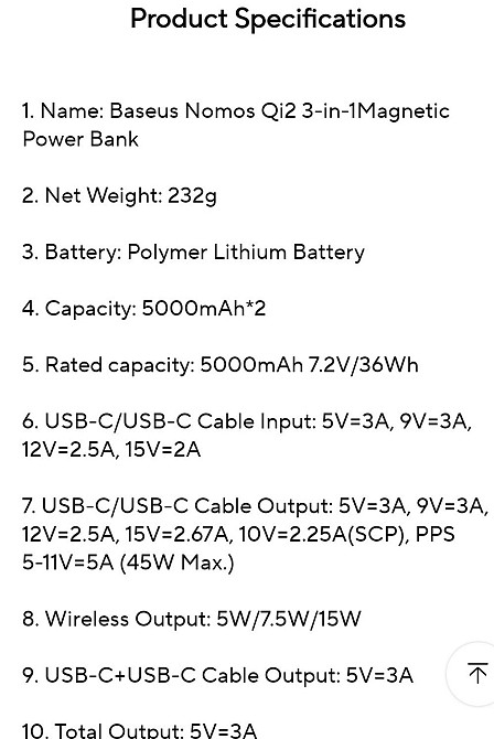 Павербанк Baseus Nomos Magnetic magsafe 10000mAh 45w. Харьков - изображение 1