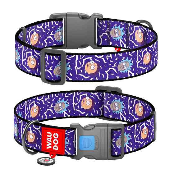 Нашийник для собак нейлоновий WAUDOG Nylon з QR-паспортом, малюнок "Рік і Морті 2", пластиковий фастекс, XXL, Ш Вінниця