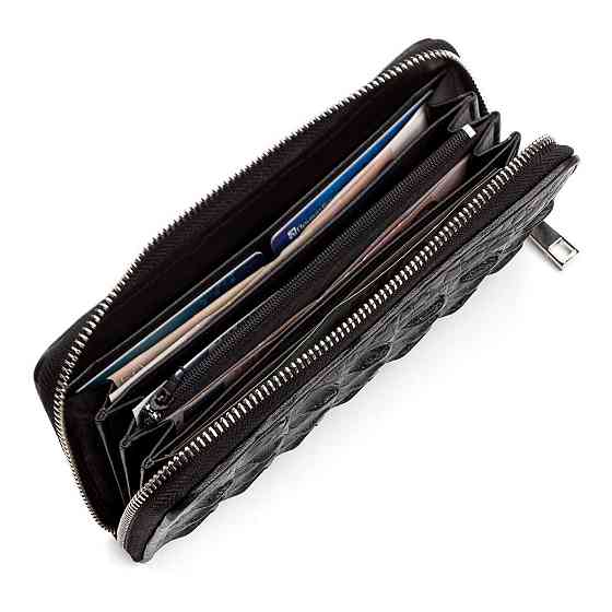 Кошелек-клатч CROCODILE LEATHER 18012 из натуральной кожи крокодила Черный Киев