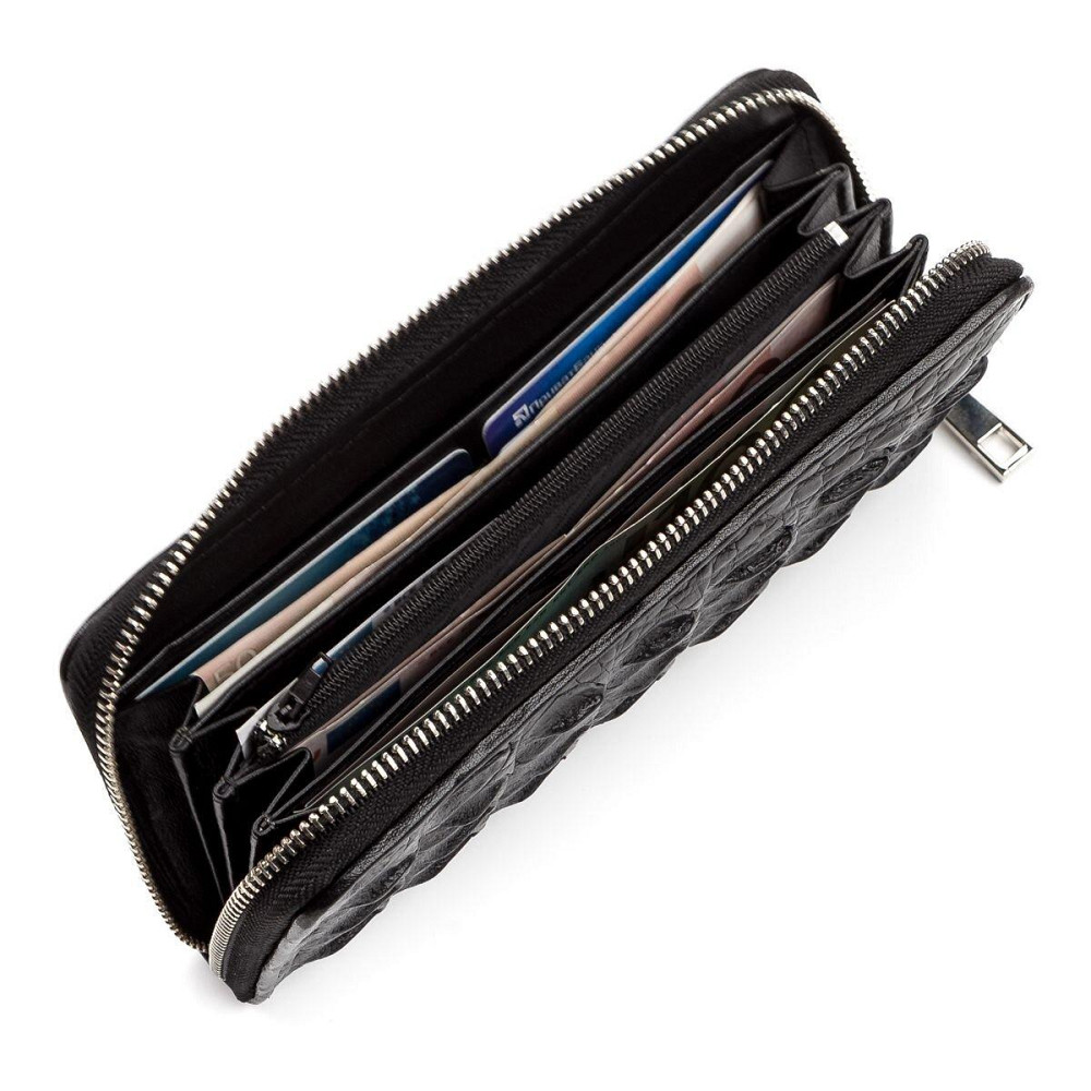 Кошелек-клатч CROCODILE LEATHER 18012 из натуральной кожи крокодила Черный Киев - изображение 1