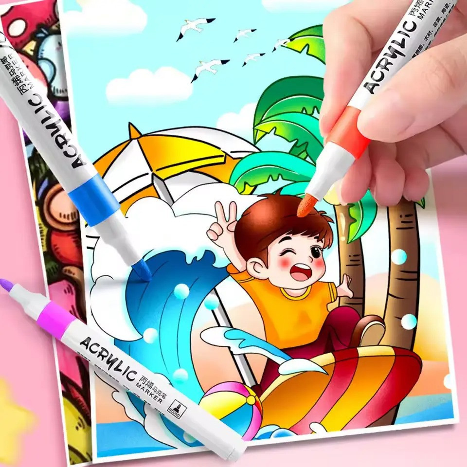 Набір маркерів 24 кольори для малювання та творчості: акрилові маркери для художньої творчості та розмальовок Кам'янець-Подільський - фото 7