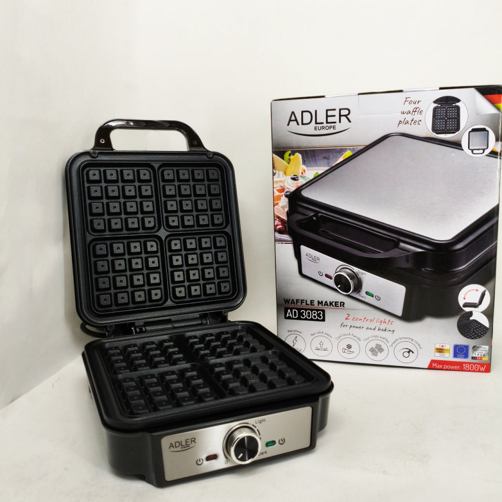 Електрична вафельниця Adler AD 3083 з антипригарним покриттям, регулюванням температури та 1800Вт GC-21 Львів - фото 4