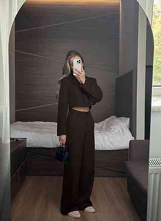 Стильный женский классический костюм из турецкой костюмки. Шоколад, 42/44 Одесса