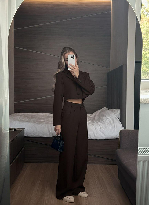 Стильний жіночий класичний костюм із турецької костюмки. Шоколад, 42/44 Одеса - фото 2