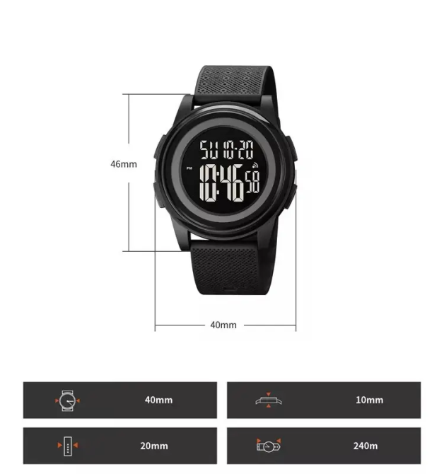 Спортивний наручний годинник Skmei 1895 (Чорний з чорним циферблатом) Вінниця - фото 10