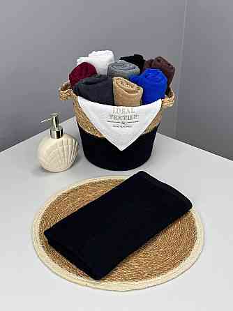 Рушник однотонний Ideal Textile 50х90 см 400 г/м2 чорний (56860915) Чернівці
