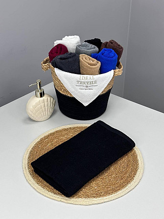 Полотенце однотонное Ideal Textile 50х90 см 400 г/м2 (56860914) Чорний Черновцы - изображение 2