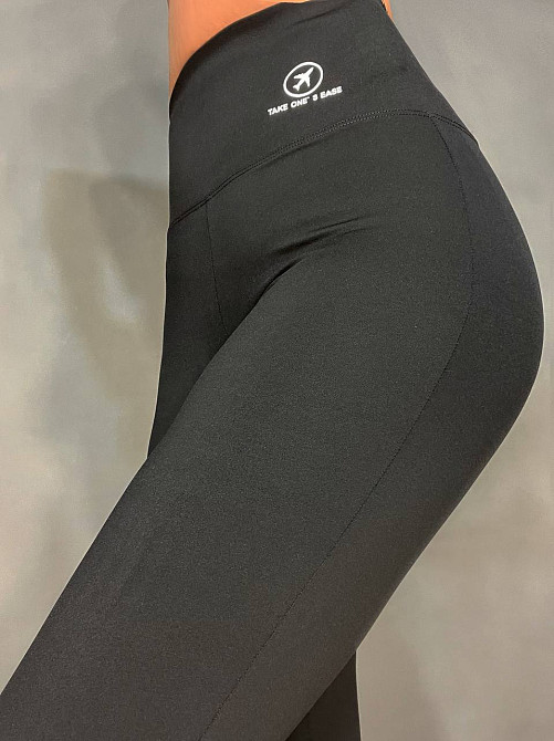 Лосины женские Immet 3317 клеш от колена широкий пояс утяжка высокая талия черные, черный, L Одесса - изображение 3