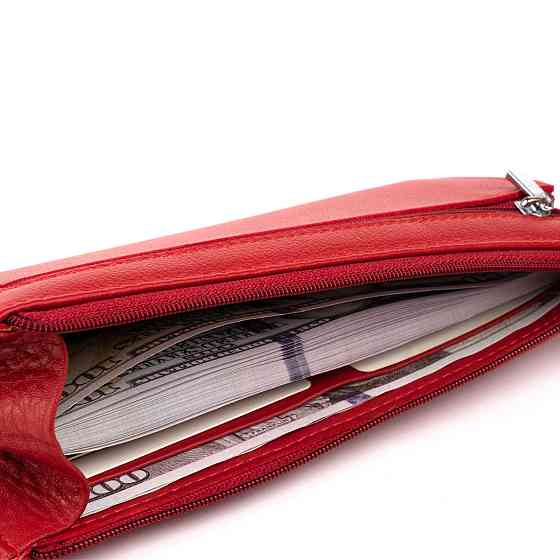 Горизонтальный тонкий кошелек из кожи женский ST Leather 19330 Красный Киев