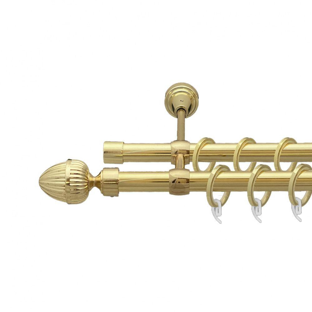 Карниз Orvit Одеон металевий дворядний литий гладка труба кільце фасонне металеве  Золото 19\19 мм 240 см Львов - изображение 1