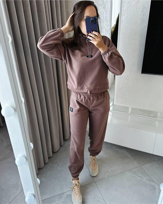 Жіночий теплий прогулянковий костюм: світшот і штани фліс Моко, 52/54 Одеса - фото 3