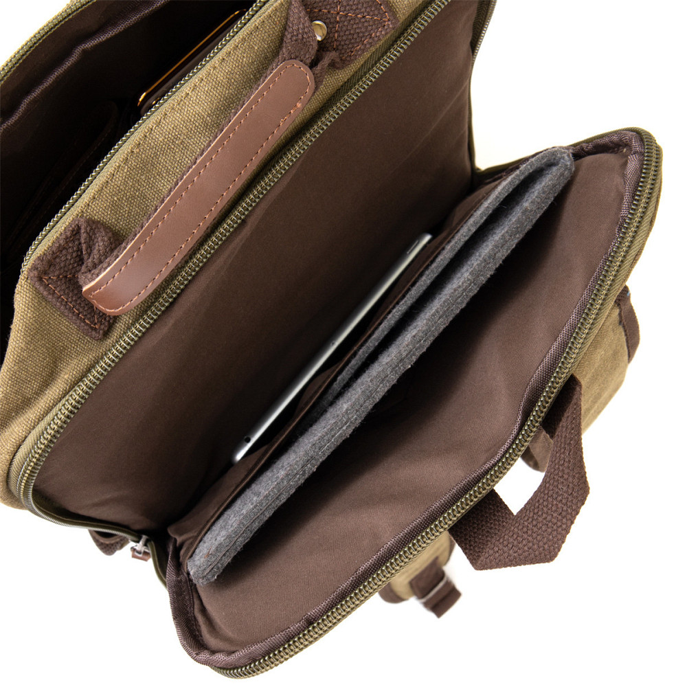 Рюкзак текстильний дорожній унісекс на два відділення Vintage 20612 Зелений Київ - фото 6