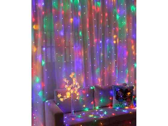 Гірлянда-шторка Водоспад-лінза 200LED мульті 3*2м 220В (12ліній) ТМ КИТАЙ Київ