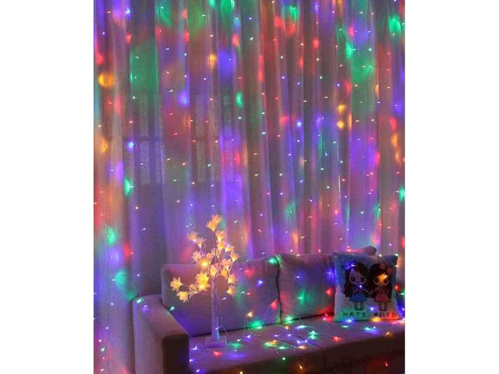 Гірлянда-шторка Водоспад-лінза 200LED мульті 3*2м 220В (12ліній) ТМ КИТАЙ Київ - фото 1