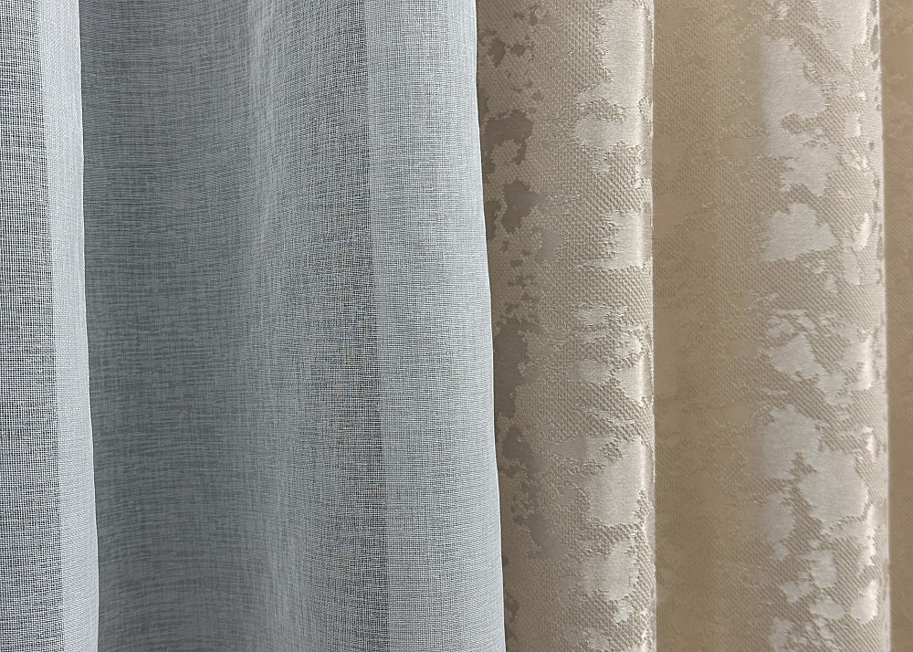 Комплект штор VR-Textil Лен Мрамор 200х270 2шт и Тюль 600х270 1713ш-1276т Айвори с белым 71-010/7 Киев - изображение 6