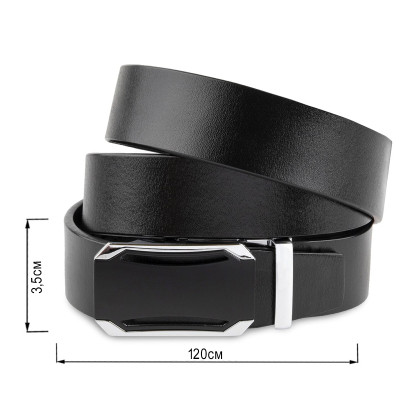 Ремень Vintage Мужской с черной вставкой на пряжке Черный (20255) Винница - изображение 3