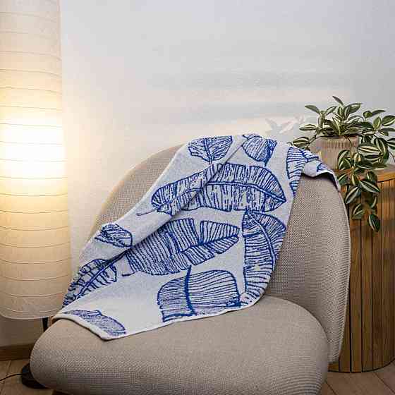 Полотенце махровое для душа с рисунком перо GM Textile 70х140см 400г/м2 (Синий) Сумы