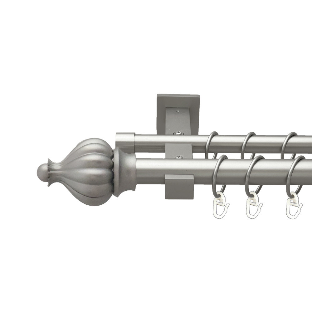 Карниз Orvit Таджа металевий дворядний техно гладка труба кільце металеве Сатин 25\19 мм 200 см (00-00026434) Львів - фото 1