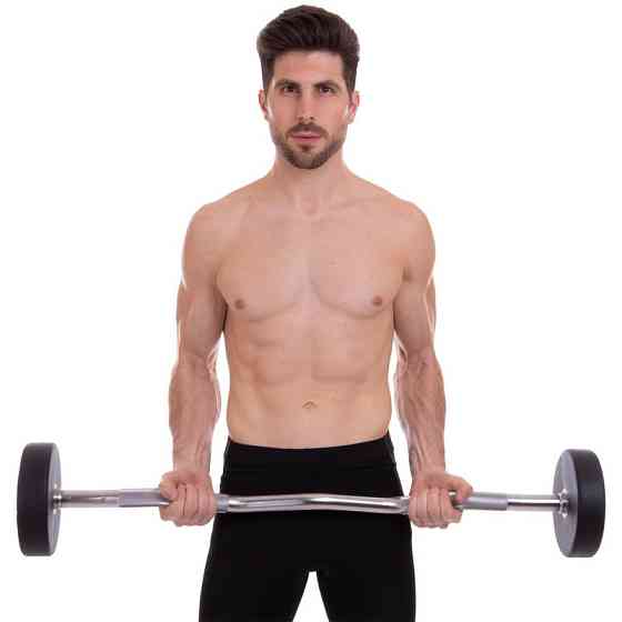 Штанга фіксована вигнута поліуретанова Zelart 2690-25 довжина 106 см 25 кг Київ