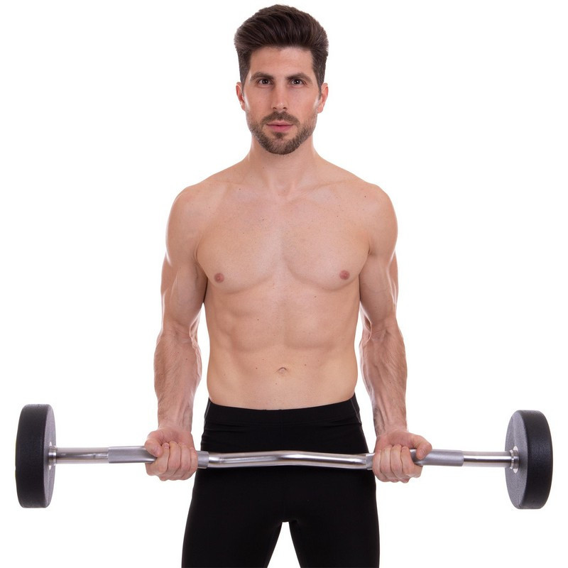 Штанга фіксована вигнута поліуретанова Zelart 2690-25 довжина 106 см 25 кг Київ - фото 6