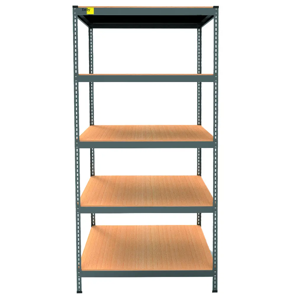 Металлический стеллаж Emby Light Series (размер 2100х900x600мм) 5 полок ДСП до 100кг Черный Киев - изображение 1