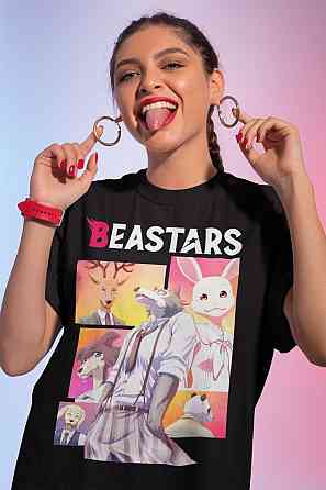 Футболка для хлопчика з аніме принтом Беастарс Легосхі Беастарс Гірл оверсайз (зріст від 165 до 180) Чорний AnimeJ0214m Дніпро