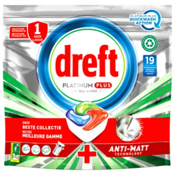 Капсули для посудомийної машини Dreft Platinum Plus All In One 19 шт. Львів