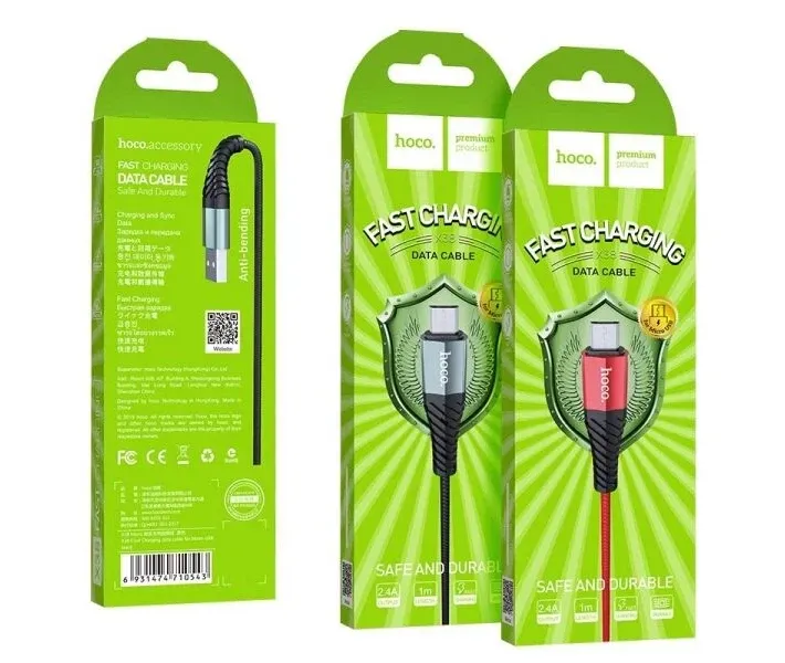 Кабель Hoco X38 USB to microUSB (v8) 1м, швидка зарядка 2.4A, синхронізація 480Мбіт/с, міцний Одеса - фото 8