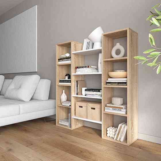 Стелаж для книг VAYS D-8 Дуб Сонома-Білий, сучасна полиця, ЛДСП 130×30×140 см - для дому, офісу, вітальні Львів