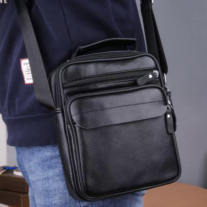 Мужская кожаная барсетка через плечо 22х26х9, мессенджер с ручкой Bexhill Bx-66503 черный Каменское - изображение 3