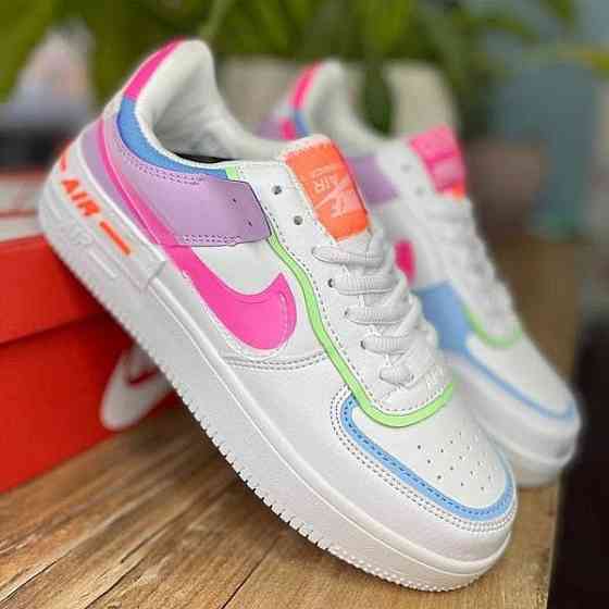 Кроссовки Nike Force Белые Женские Кожаные Найк Форсы Разноцветные Shadow (размеры: 36,37,38,39,40,41) - 51 Днепр