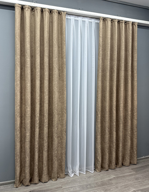 Комплект штор VR-Textil Жакард Viva Marmo № 1778ш Капучино 150х290 см 2 шт (33-0741) Київ - фото 3