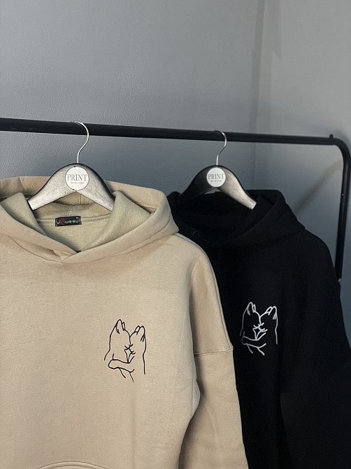 Парні худі "Закохані котики" з мінімалістичним принтом Чернівці - фото 1