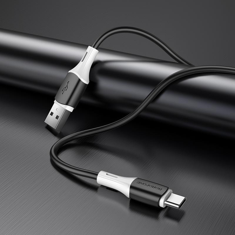 Кабель BOROFONE BX79 USB to Type-C 3A, 1m, silicone, silicone connectors, Black Київ - фото 4