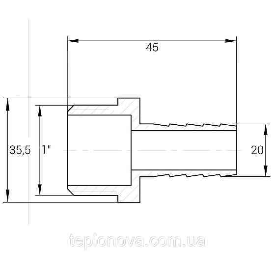 Штуцер 1″Н 20мм никелированный NU5J2S OPTIMUM Черновцы