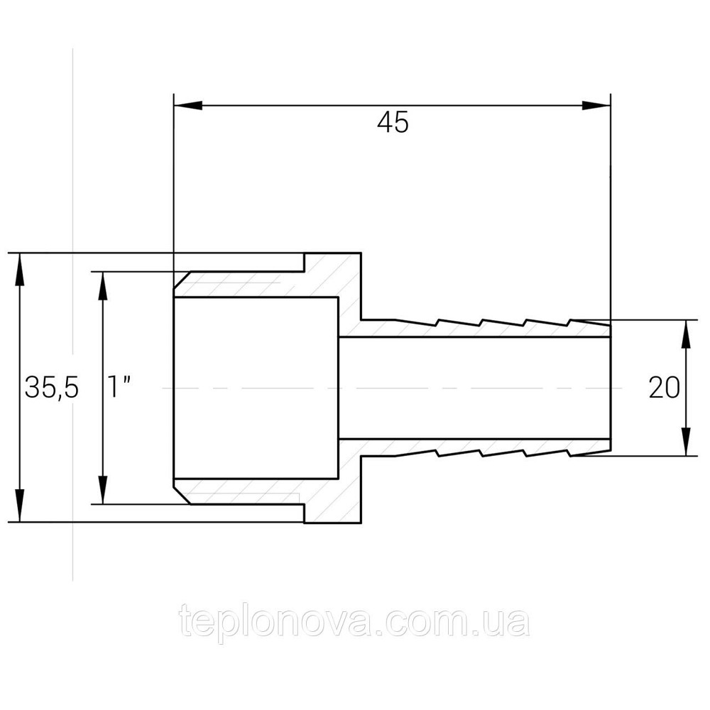 Штуцер 1"Н 20 мм нікельований NU5J2S OPTIMUM Чернівці - фото 3