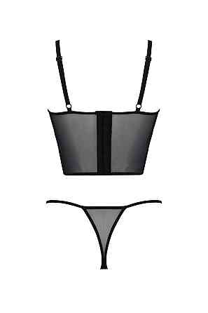 Комплект Passion KERRIA SET black, L/XL, сітка+мереживо, бюстьє та стрінги Sex Aura Київ